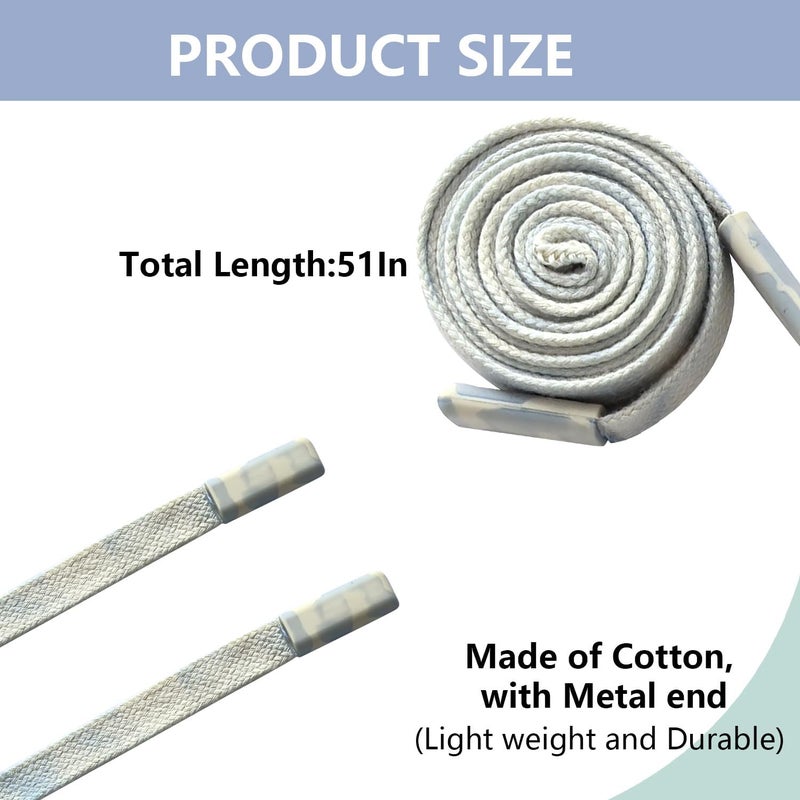 BOROLA 1Pcs 51 Inch Fashionable Durable Cotton Drawstring, Premium Hoodie, Sports Pants, Shorts Universal Drawstring Replacement (Light Blue-White Gradient Cord, Plastic End Cap) - Image 2